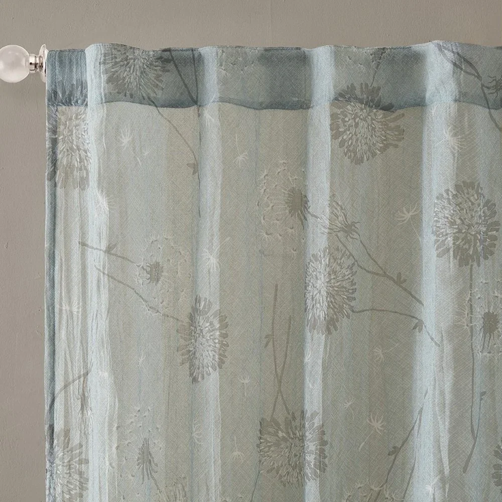 Madison Park Arella Printed Crushed Window Panel Pair Aqua 42